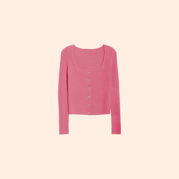 Reformation Idina Cashmere Cropped Cardigan (Snapdragon)